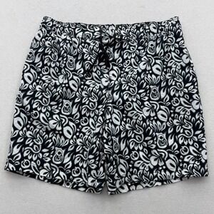 Coolibar Mens UPF 50+ Swim Trunks XL Black White Abstract Floral Board Shorts